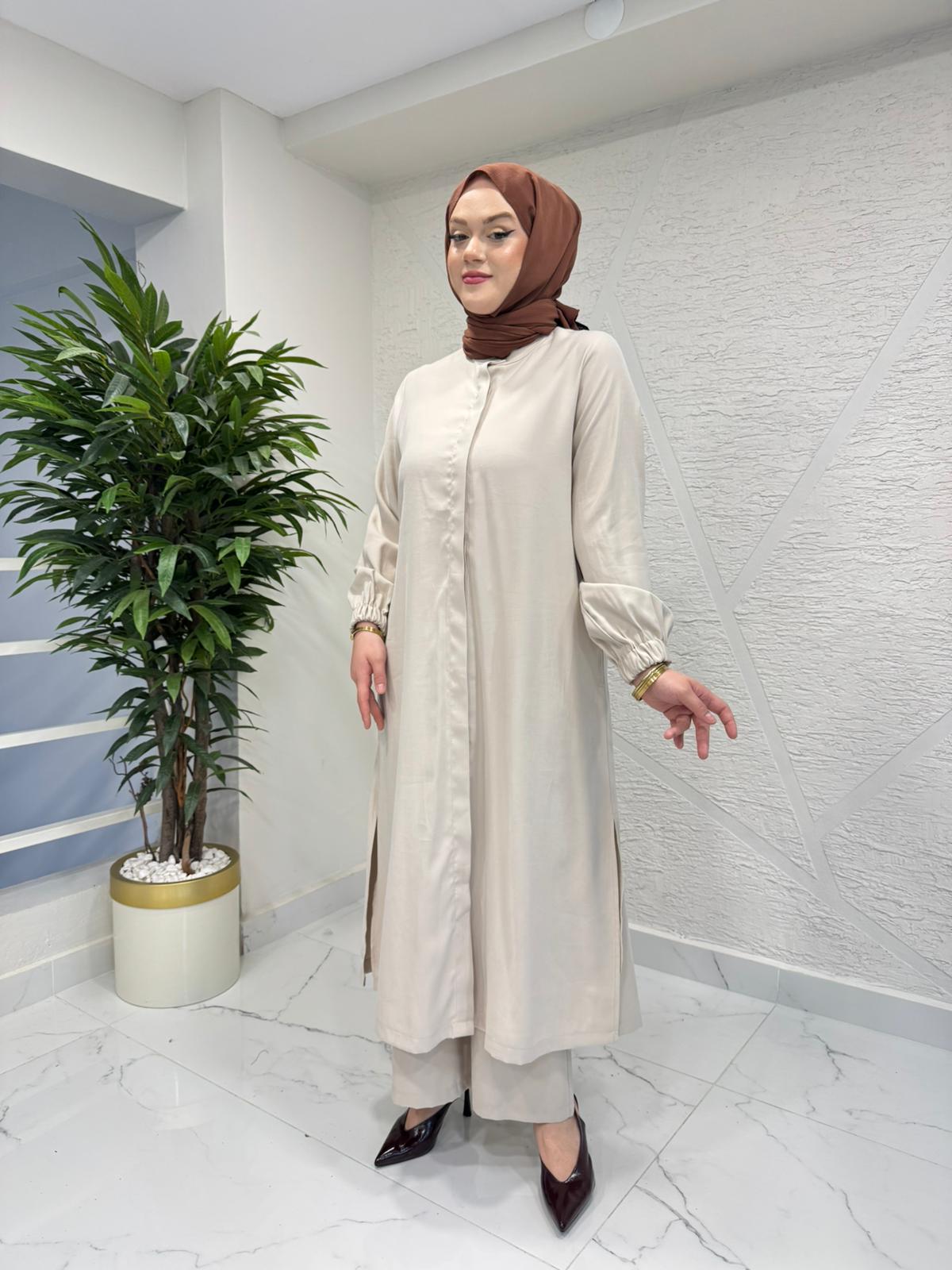 RAIMENT 0147 PANTOLON TAKIM KREM