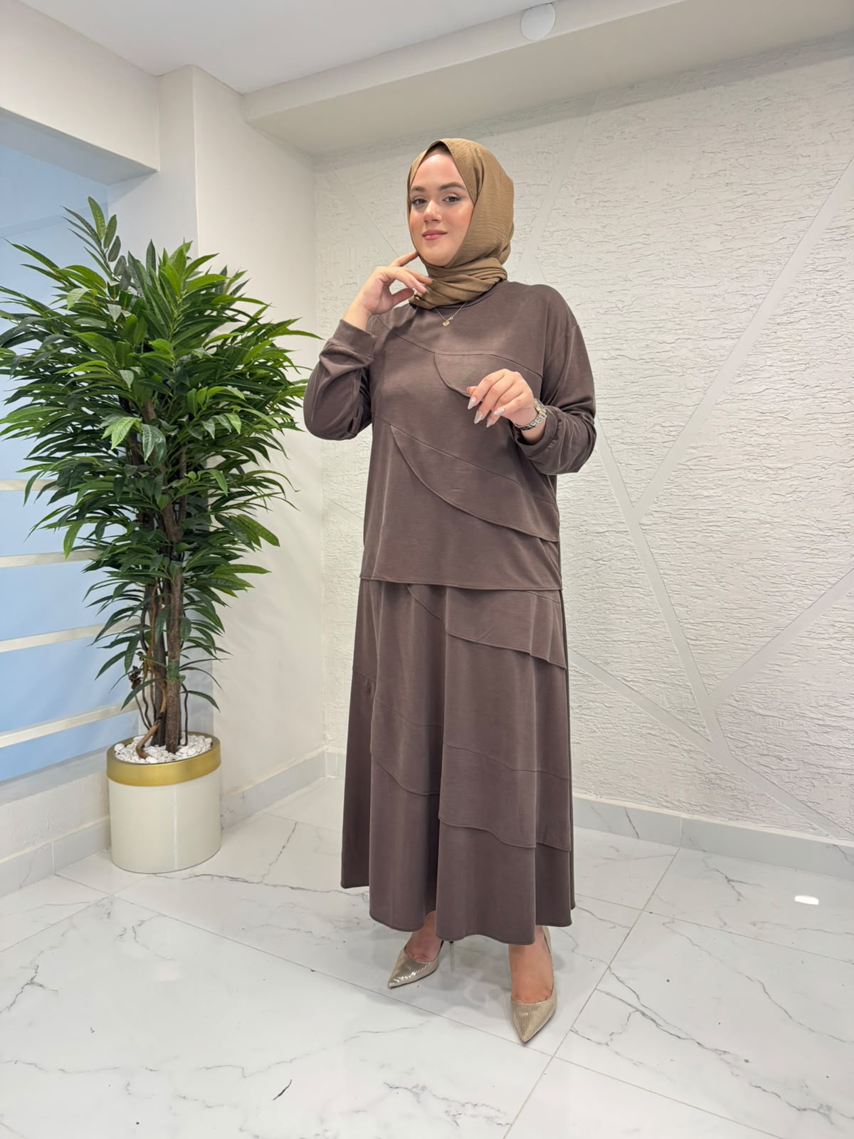 NORSHEN 0030 ETEKLİ TAKIM KAHVERENGİ