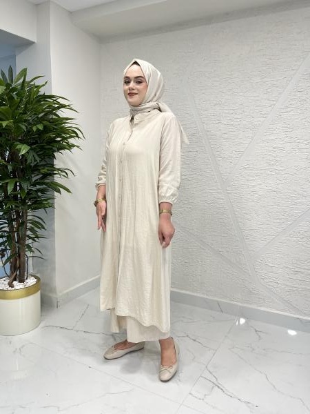RAIMENT 0076 TENCEL PANTOLONLU TAKIM BEJ