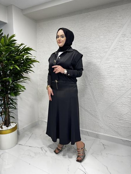 MISSEMRAMISS 4821 JACKET SKIRT TAKIM SİYAH