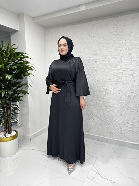 MISSEMRAMISS 4787 DIAMOND ROSE ELBİSE SİYAH