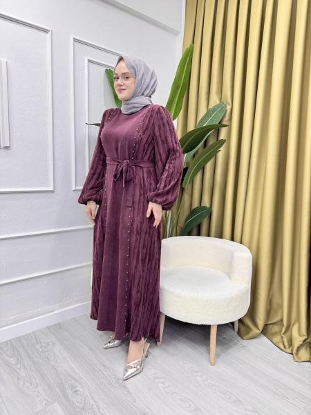 MARCHA PRIVE 10701 İPEK ELBİSE BORDO
