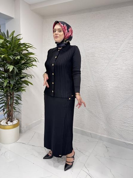 NİLİWİ 3074-3092 TRİKO ETEKLİ TAKIM SİYAH