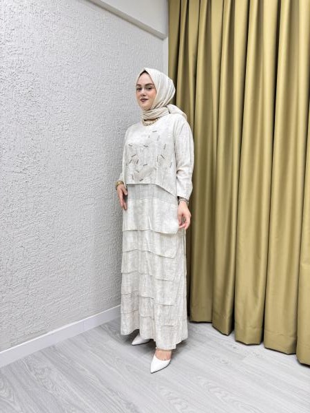CEREMONY 5766 KAT KAT KALIMNOS ELBİSE MARSHMALLOW
