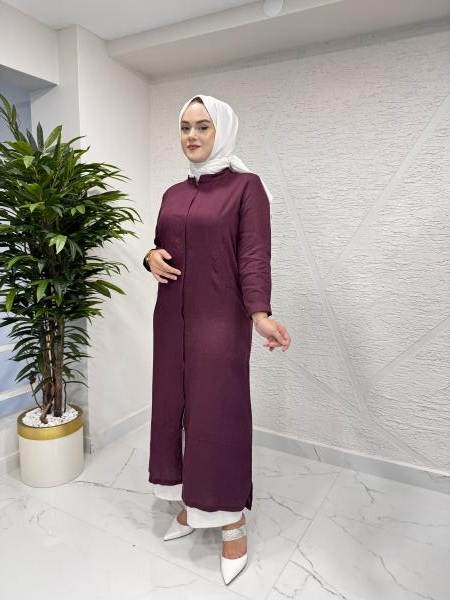 MİSSA K10 HANEL KETEN HIRKA BORDO