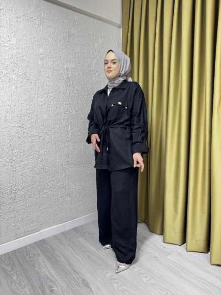 MISSEMRAMISS 4789 LİNEN KETEN TAKIM SİYAH