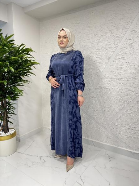 CLEMENCE 5435 İPEK ELBİSE LACİVERT