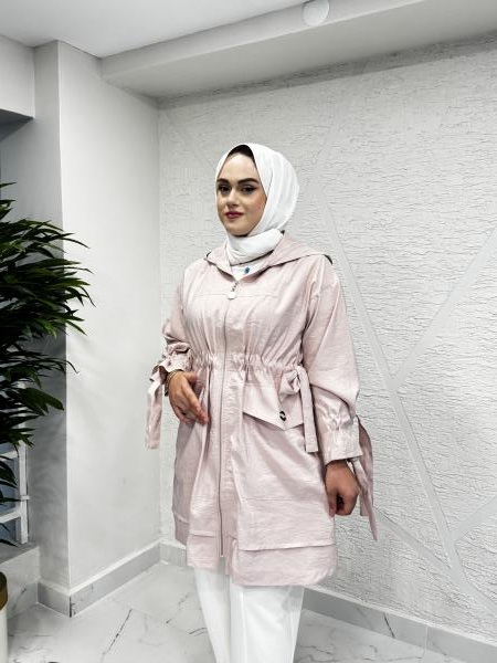 CEREMONY 5858 KAPÜŞONLU KOLLARI BAĞLAMALI DUBAI KAP PEMBE