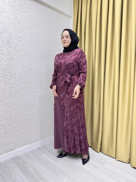 CLEMENCE 5419 İPEK ELBİSE BORDO