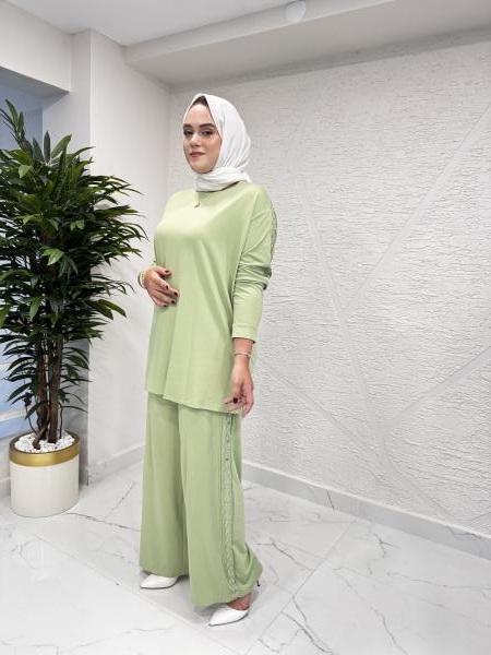 CEREMONY 5983 TUNİĞİNİN VE PANTOLONUN YANLARI ZIMBA TAŞ VE DUBAI DETAY BAMBU TAKIM ELMA
