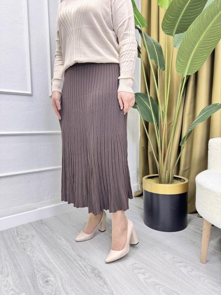 NİLİWİ 3021 TRİKO ETEK KAHVERENGİ