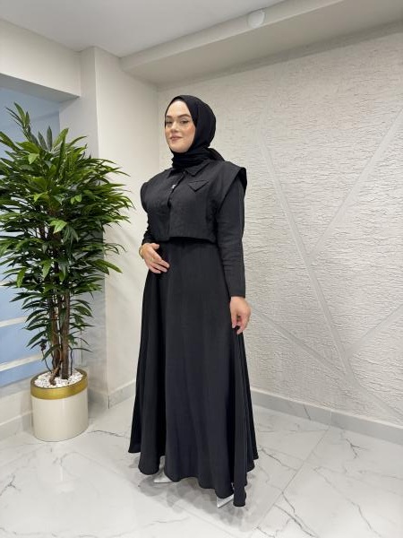 CEREMONY 5773 KENDİSİNDEN BOLEROLU CUPRA ELBİSE SİYAH