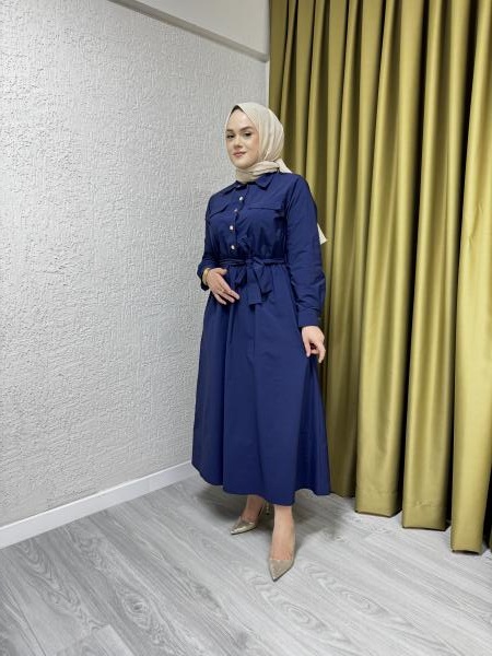 MISSEMRAMISS 4783 VİSİONE NAKIŞLI ELBİSE LACİVERT