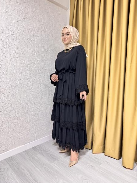 MISSEMRAMISS 4814 ARİOSO ELBİSE SİYAH