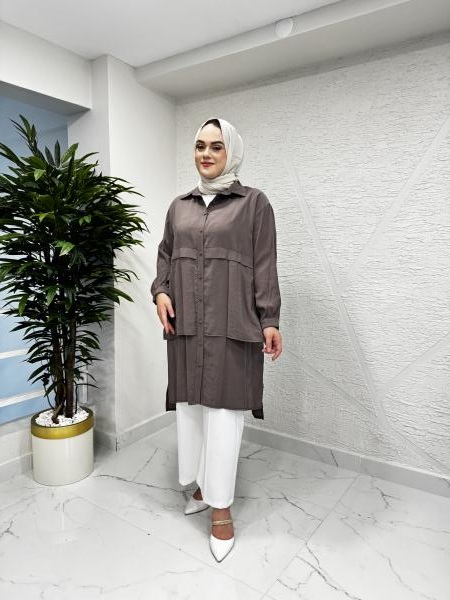 CEREMONY 5139 ÖN GÖĞÜS ALLER DETAYLI VERANO TUNİK KOYU VİZON