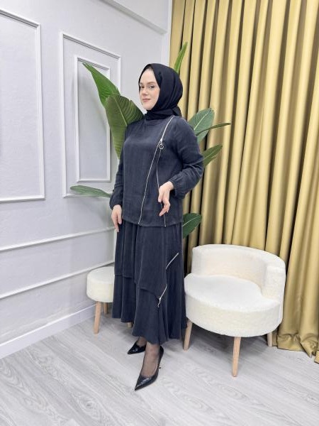CLEMENCE 1369 İPEK ETEKLİ TAKIM SİYAH