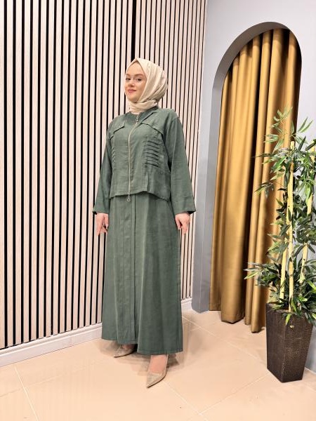 CEREMONY 5960 BOLEROSU PİLE DETAYLI PASION ELBİSELİ TAKIM YEŞİL