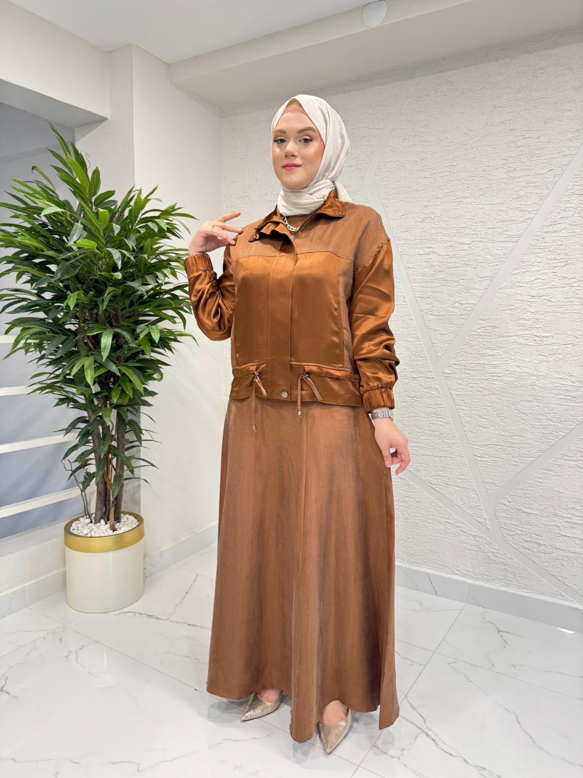 WENNORA 1012 ELBİSELİ TAKIM KAHVERENGİ