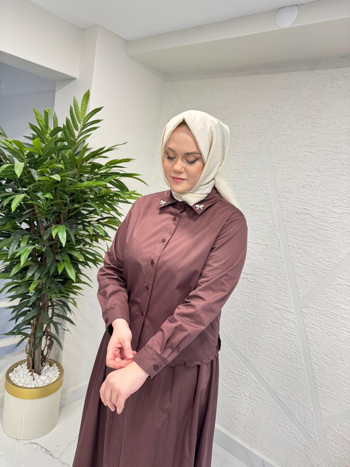 WENNORA 1031 GÖMLEK ETEK TAKIM KAHVERENGİ