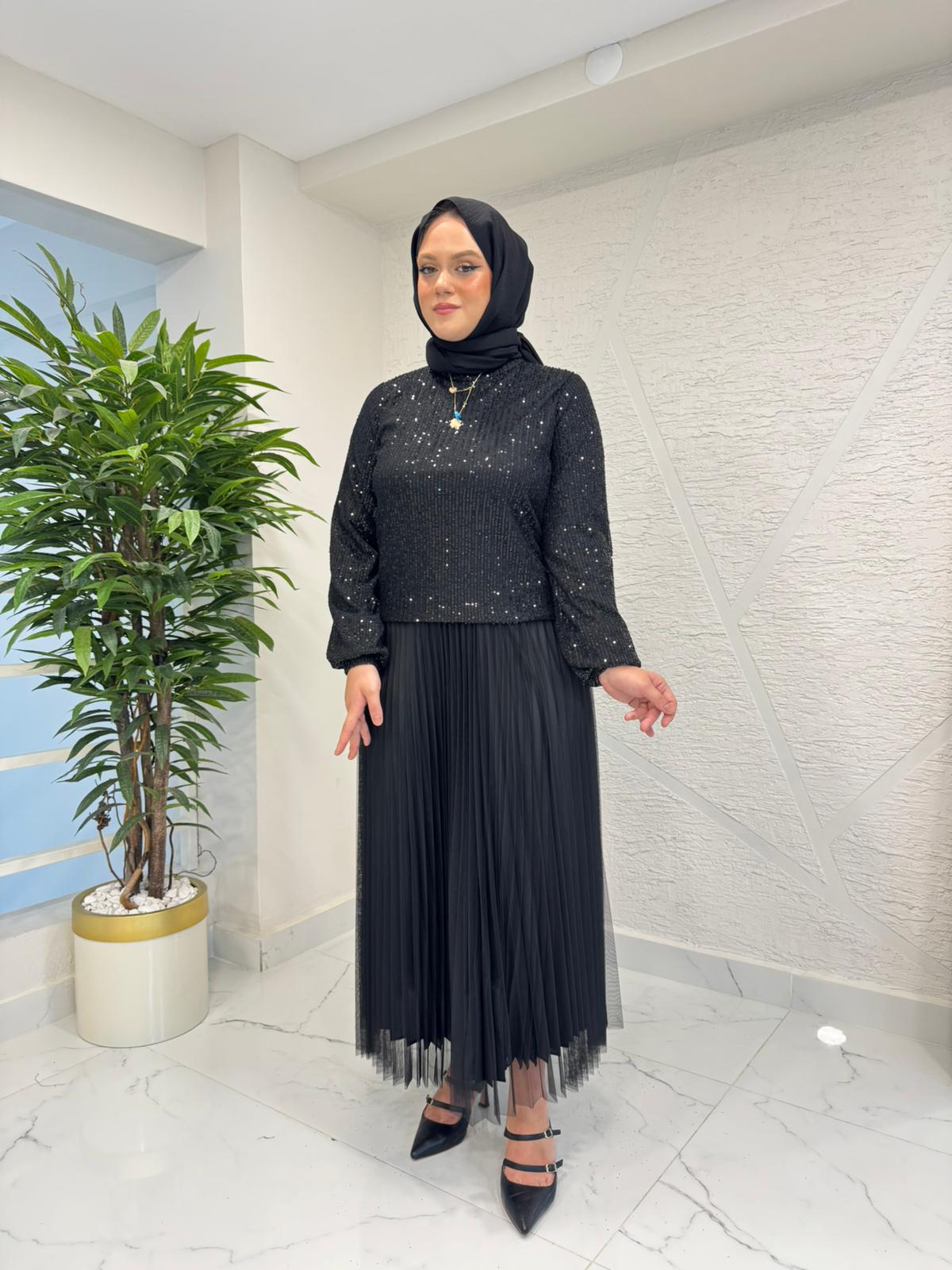 MYRED 10324 TÜL ETEK SİYAH