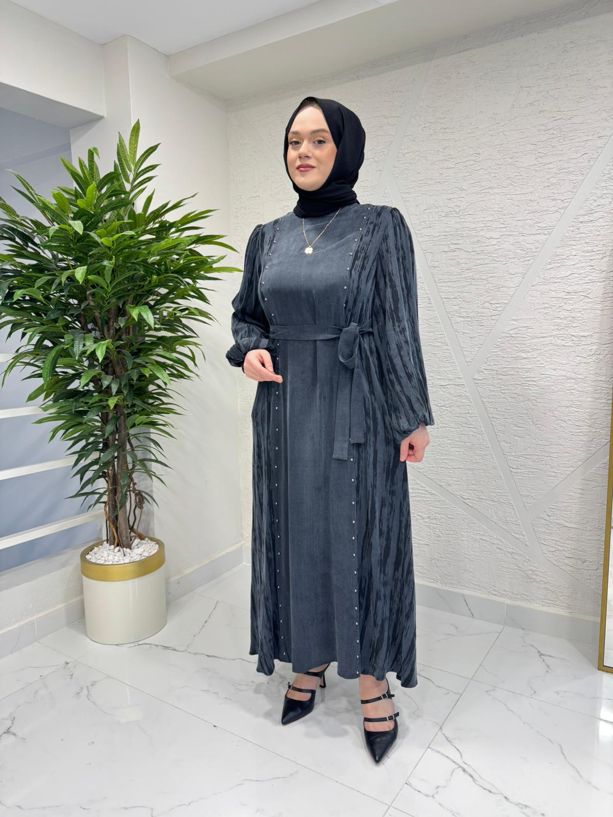 MARCHA 10701 İPEK ELBİSE ANTRASİT