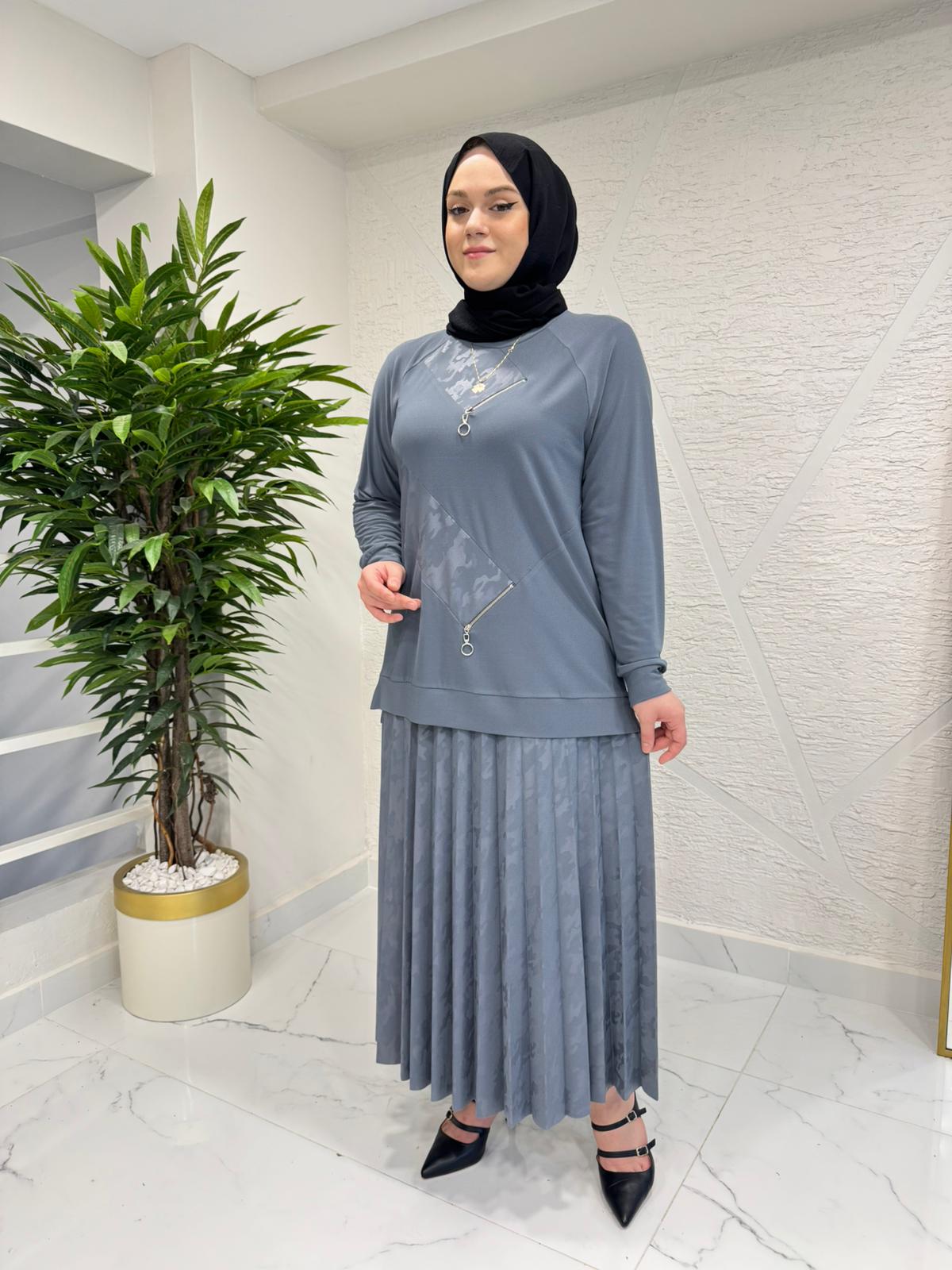 CLEMENCE 1149 ÖRME KREP ETEKLİ TAKIM GRİ