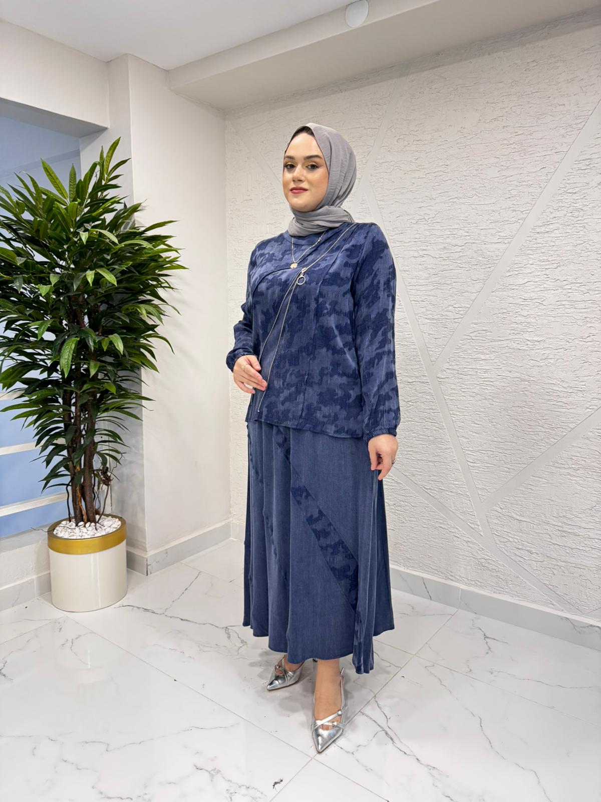 CLEMENCE 1435 İPEK TAKIM LACİVERT