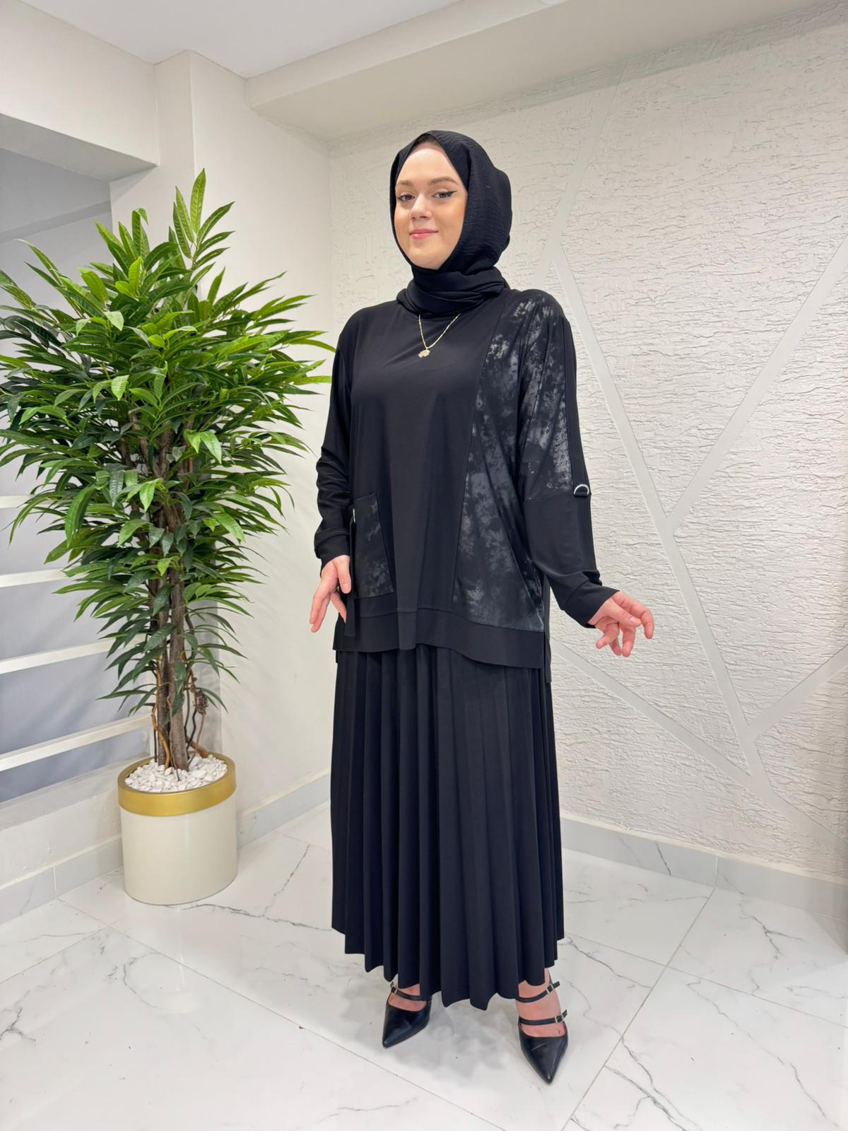 CLEMENCE 1442 SANDY ETEKLİ TAKIM SİYAH