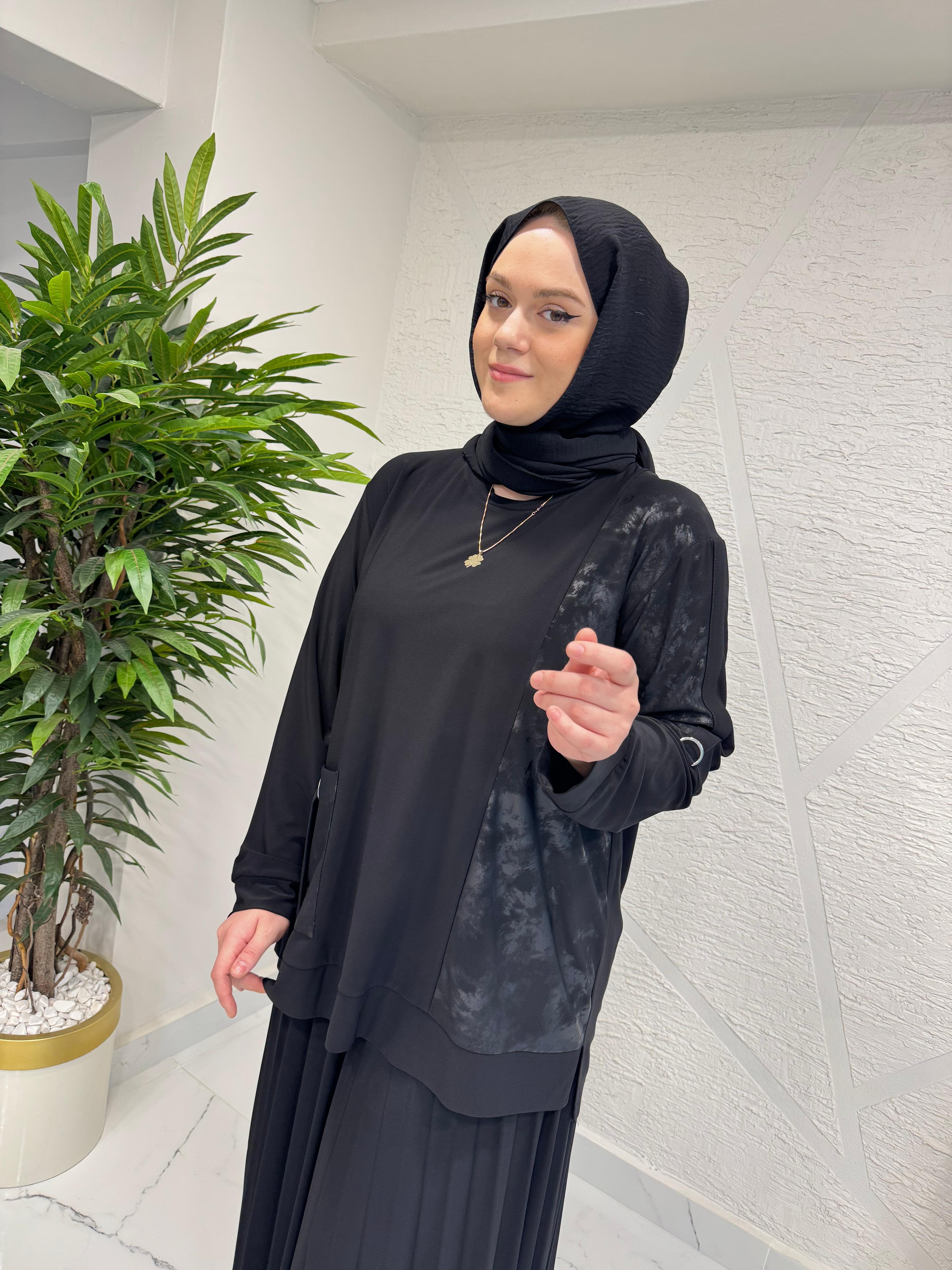 CLEMENCE 1442 SANDY ETEKLİ TAKIM SİYAH