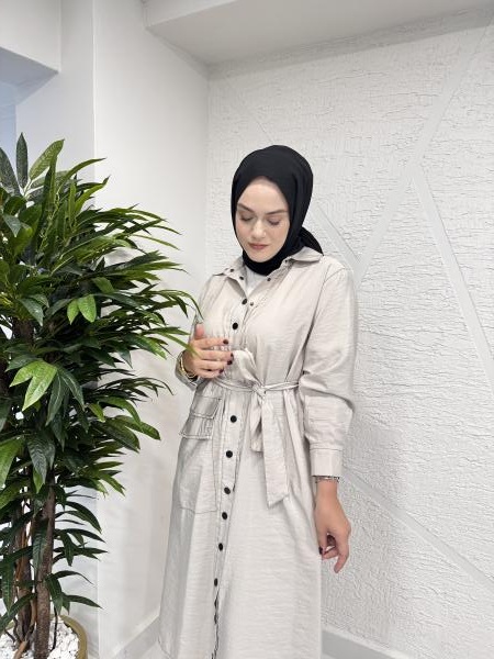 CEREMONY 5892 KONTRAST DİKİŞLİ ÖNÜ ÇITÇITLI TEK CEPLİ DUBAI GÖMLEK KAP TAŞ