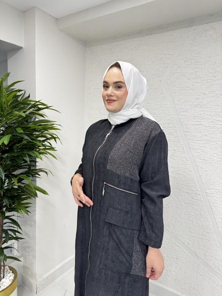 CEREMONY 5884 FİLE DETAYLI TEK CEPLİ ÖNDEN FERMUARLI HAKİM YAKA TENSEL KAP SİYAH