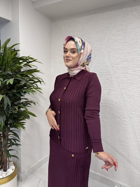NİLİWİ 3074-3092 TRİKO ETEKLİ TAKIM BORDO