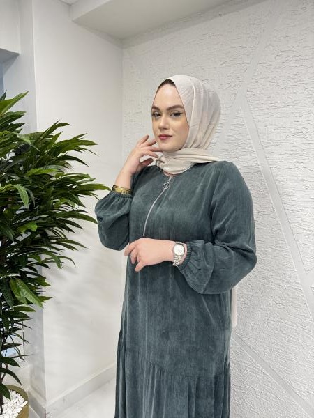 CLEMENCE 5411 İPEK ELBİSE YEŞİL