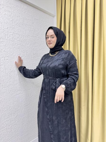 CLEMENCE 5419 İPEK ELBİSE SİYAH