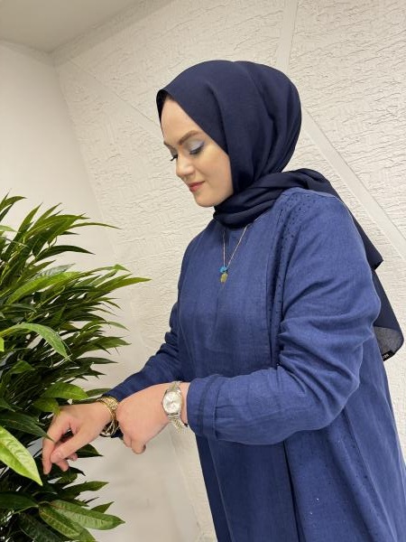 MİSSA K005 BLOK ELBİSE LACİVERT