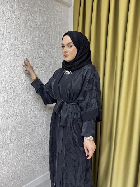 CLEMENCE 5398 YELEKLİ İPEK ELBİSE SİYAH