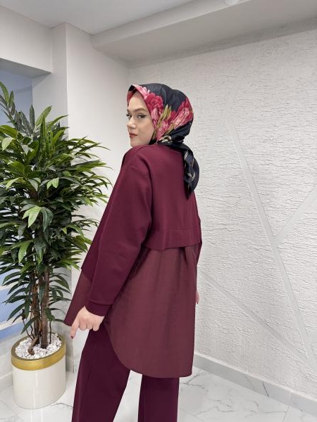 CEREMONY 6931 ÖNÜ GOLD DÜĞME DETAYLI PANTOLONLU TAKIM BORDO