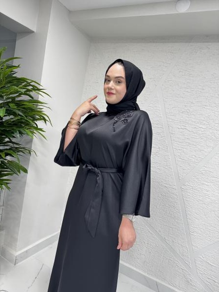 MISSEMRAMISS 4787 DIAMOND ROSE ELBİSE SİYAH