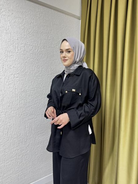 MISSEMRAMISS 4789 LİNEN KETEN TAKIM SİYAH