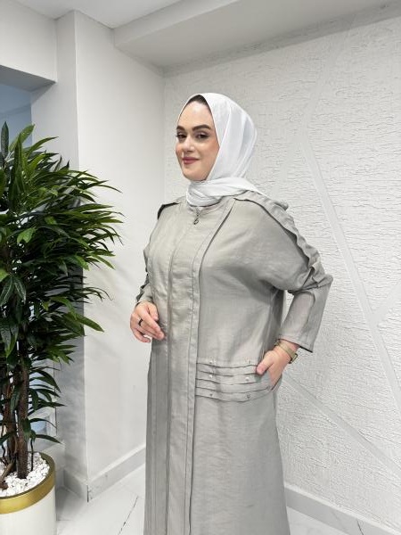 CEREMONY 5822 OMUZLARI ALLER DETAYLI CEP KENARI PİLELİ FERMUARLI PASION FERACE GRİ