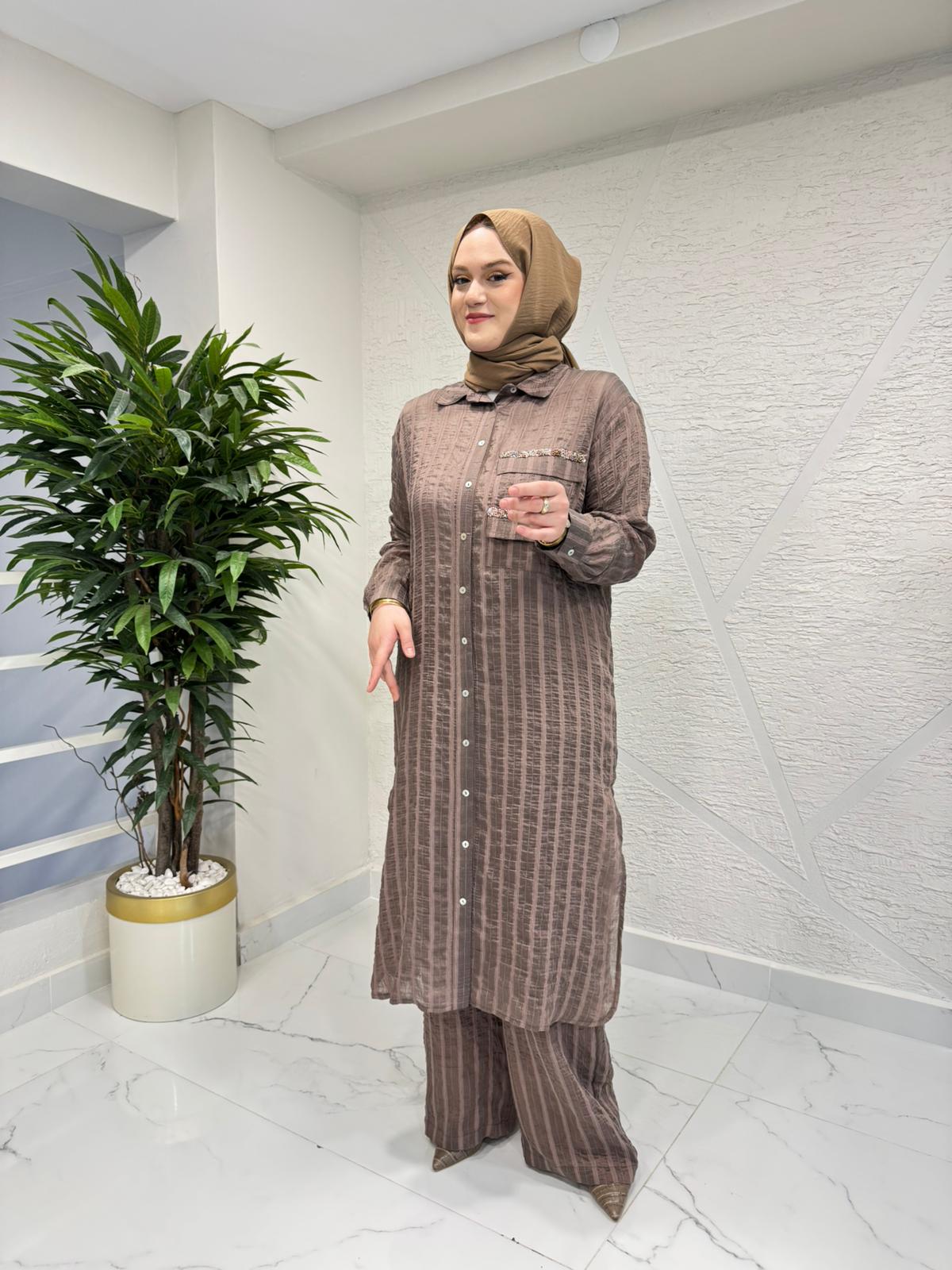 CEREMONY 26Y342 BELİ LASTİKLİ BOL PAÇA PANTOLON KAHVERENGİ