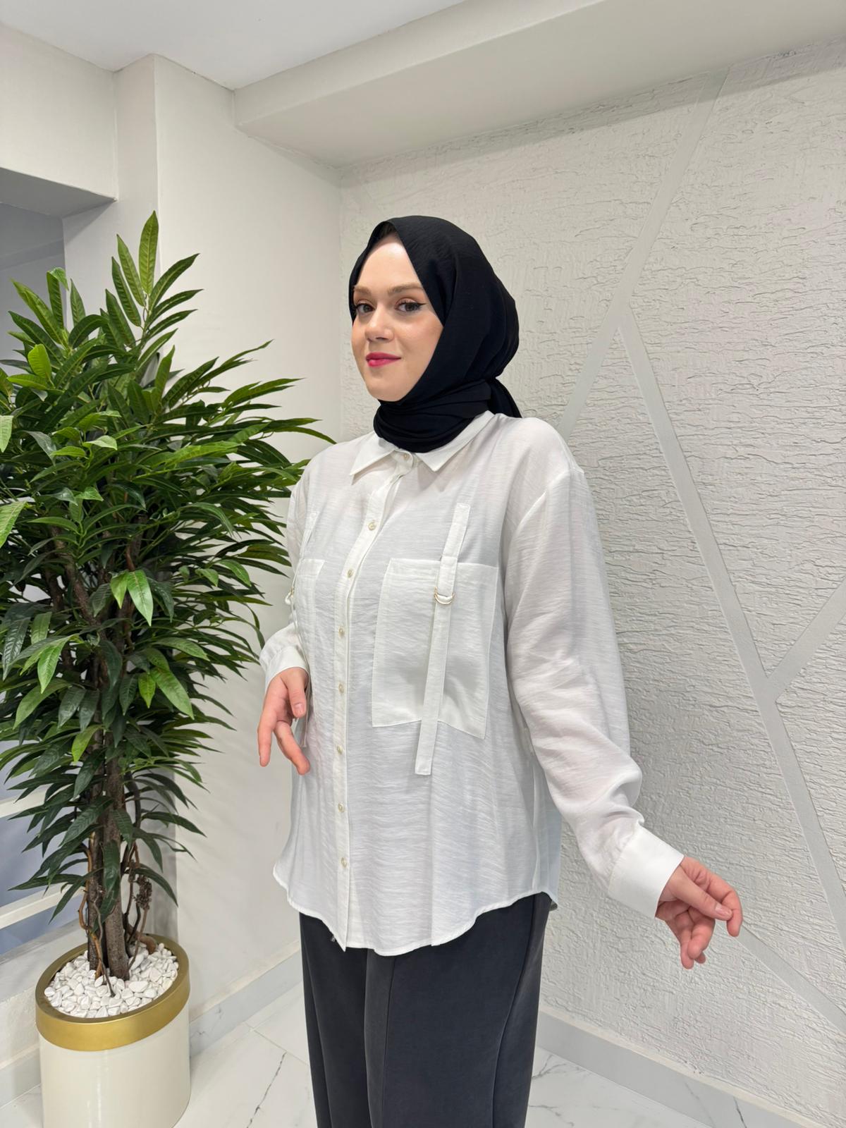 CEREMONY 26Y191 ÖNDEN İKİ CEPLİ D TOKA DETAYLI GÖMLEK EKRU