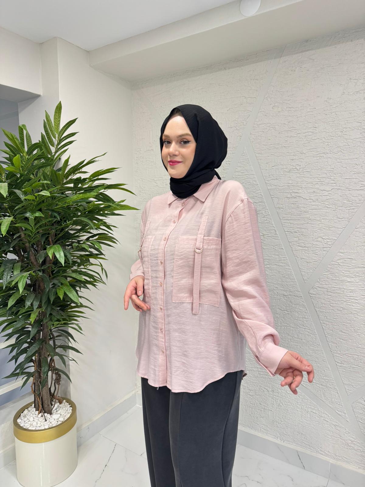 CEREMONY 26Y191 ÖNDEN İKİ CEPLİ D TOKA DETAYLI GÖMLEK PEMBE