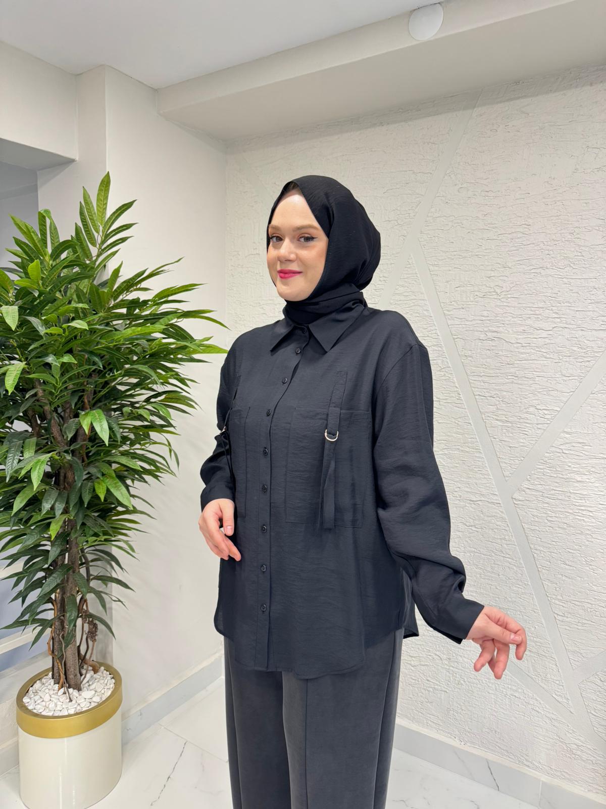 CEREMONY 26Y191 ÖNDEN İKİ CEPLİ D TOKA DETAYLI GÖMLEK SİYAH