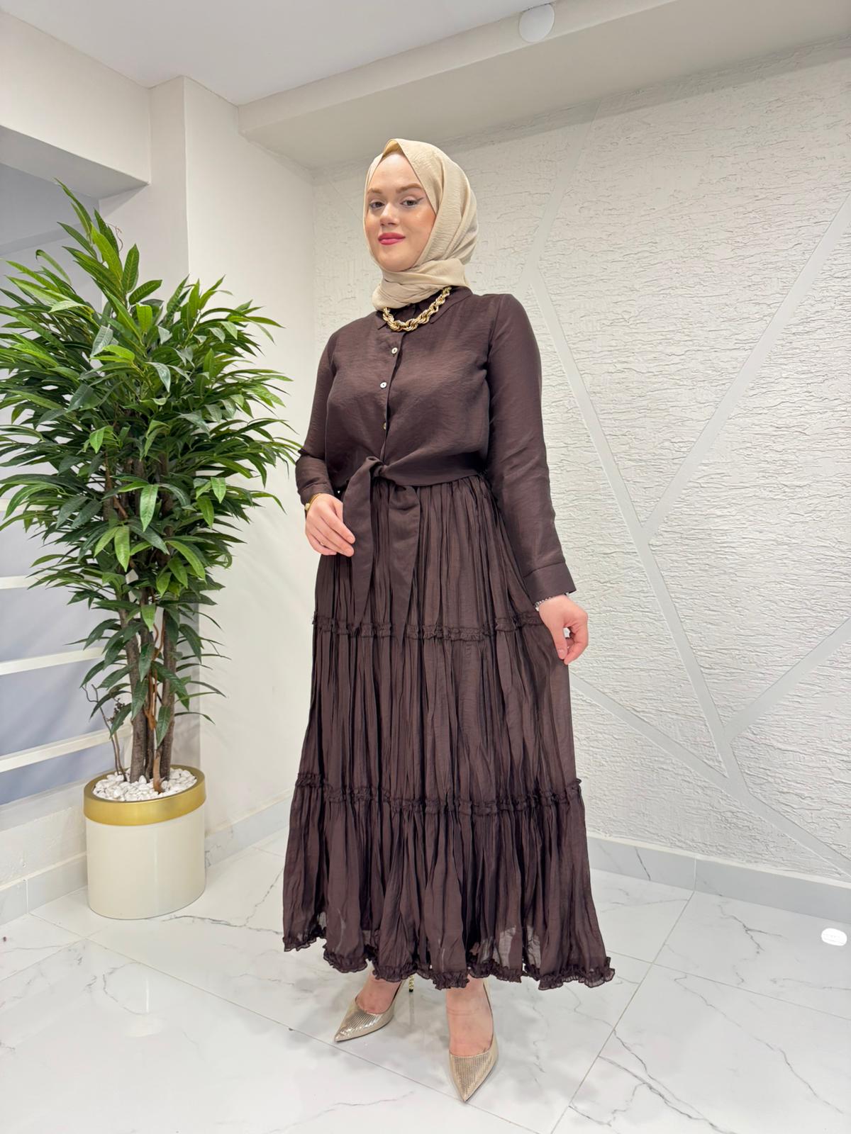 CEREMONY 26Y136 ÖNDEN BAĞLAMALI KISA NİL GÖMLEK KAHVERENGİ