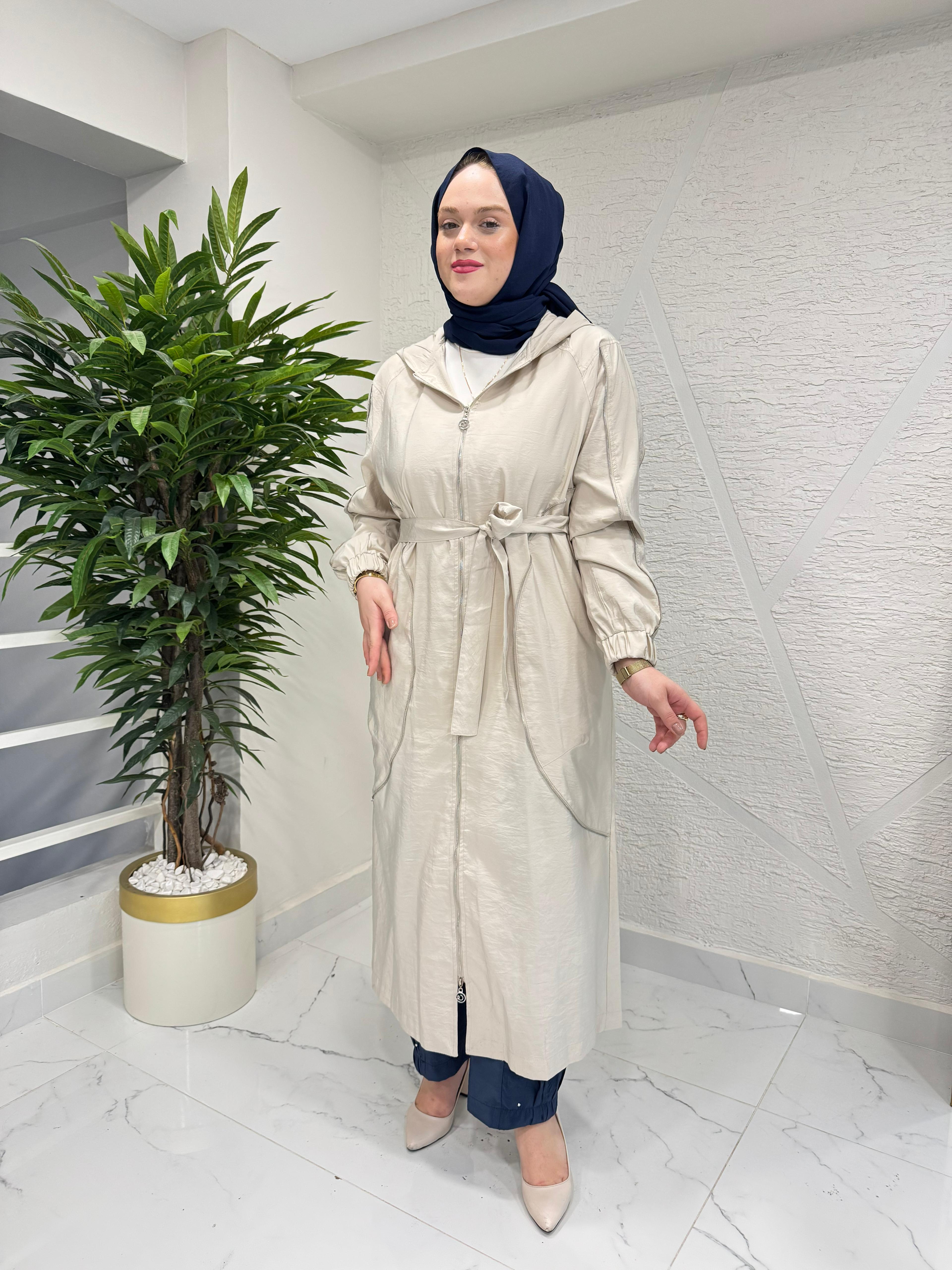 CEREMONY 26Y816 KOLLARI VE ÖN BEDENLERİ FERMUAR DETAYLI SAFARİ KAP TAŞ