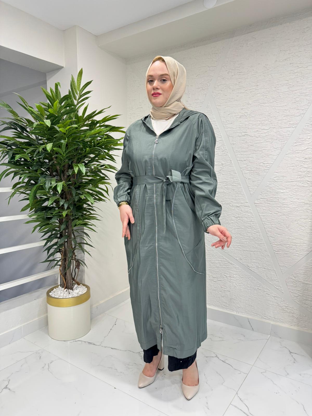 CEREMONY 26Y816 KOLLARI VE ÖN BEDENLERİ FERMUAR DETAYLI SAFARİ KAP YEŞİL