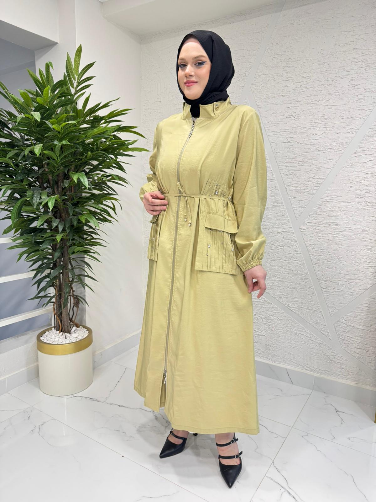 CEREMONY 26Y817 YAKASI ÇIT ÇIT DETAYLI VE KRAŞLI SAFARİ KAP SARI