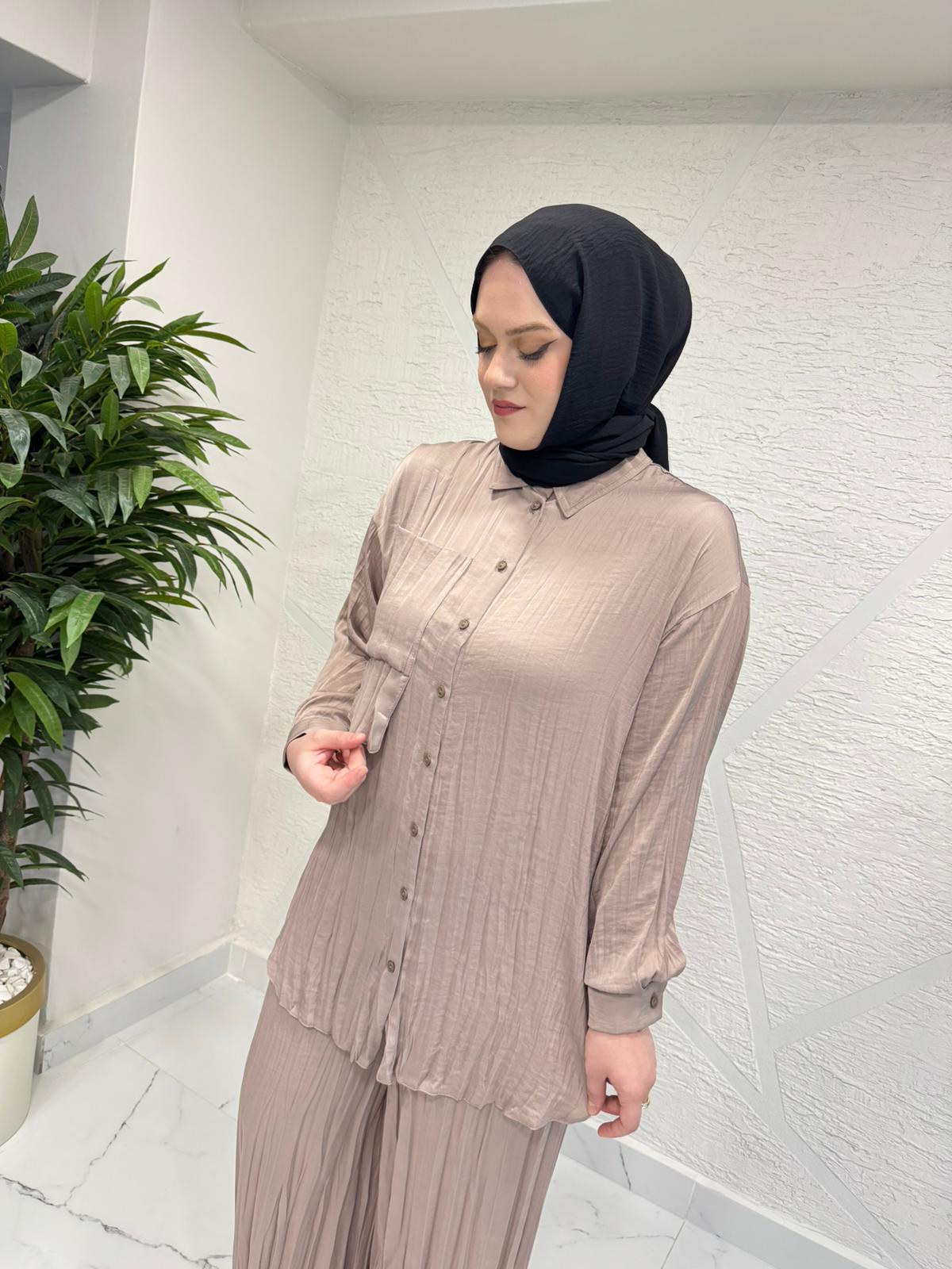 CEREMONY 26Y914 ÖNDEN DÜĞMELİ İKİ KAT CEPLİ PANTOLONLU CUPRA TAKIM VİZON