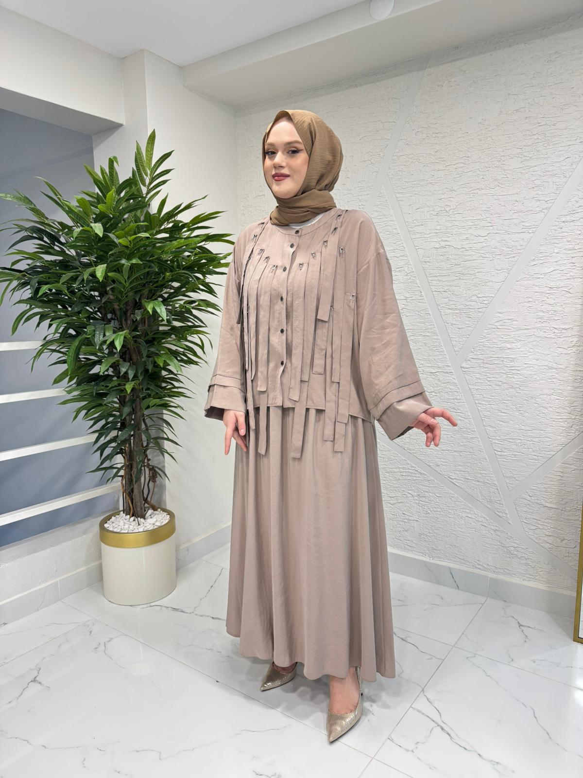 CEREMONY 26Y934 ÖNÜ SAÇAK BANT DETAYLI ETEKLİ SİCİLYA TAKIM VİZON